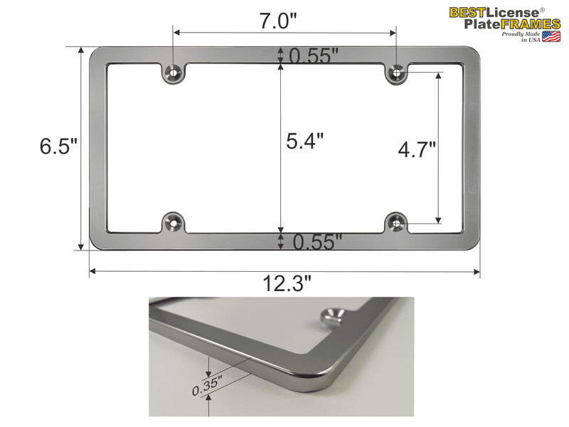 Billet Aluminum Car License Plate Frame - Slim Line (Silver)